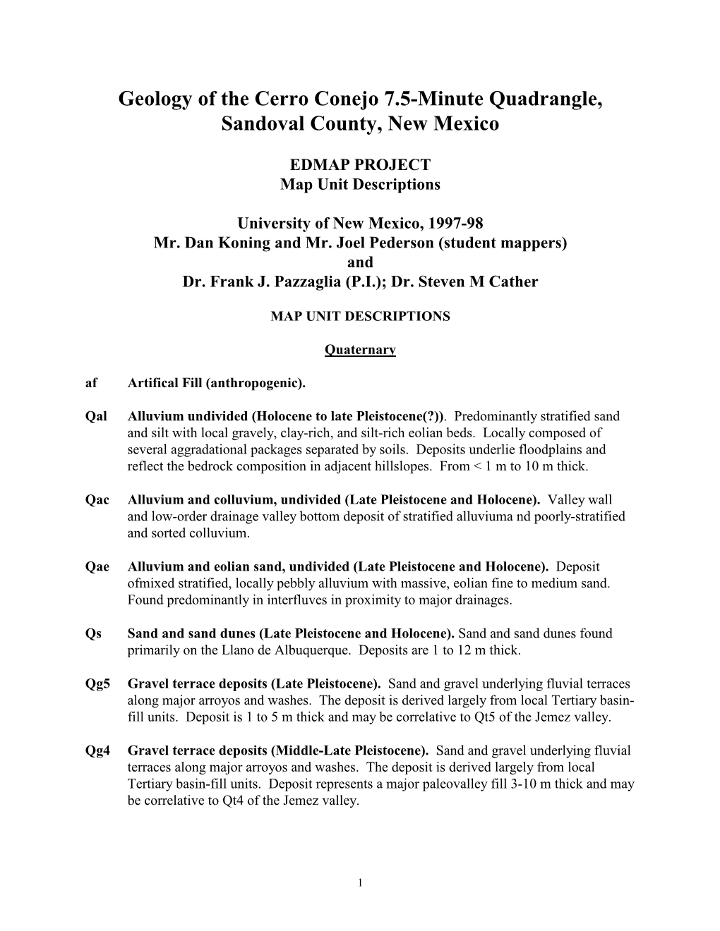 Geology of the Cerro Conejo 7.5-Minute Quadrangle, Sandoval County, New Mexico