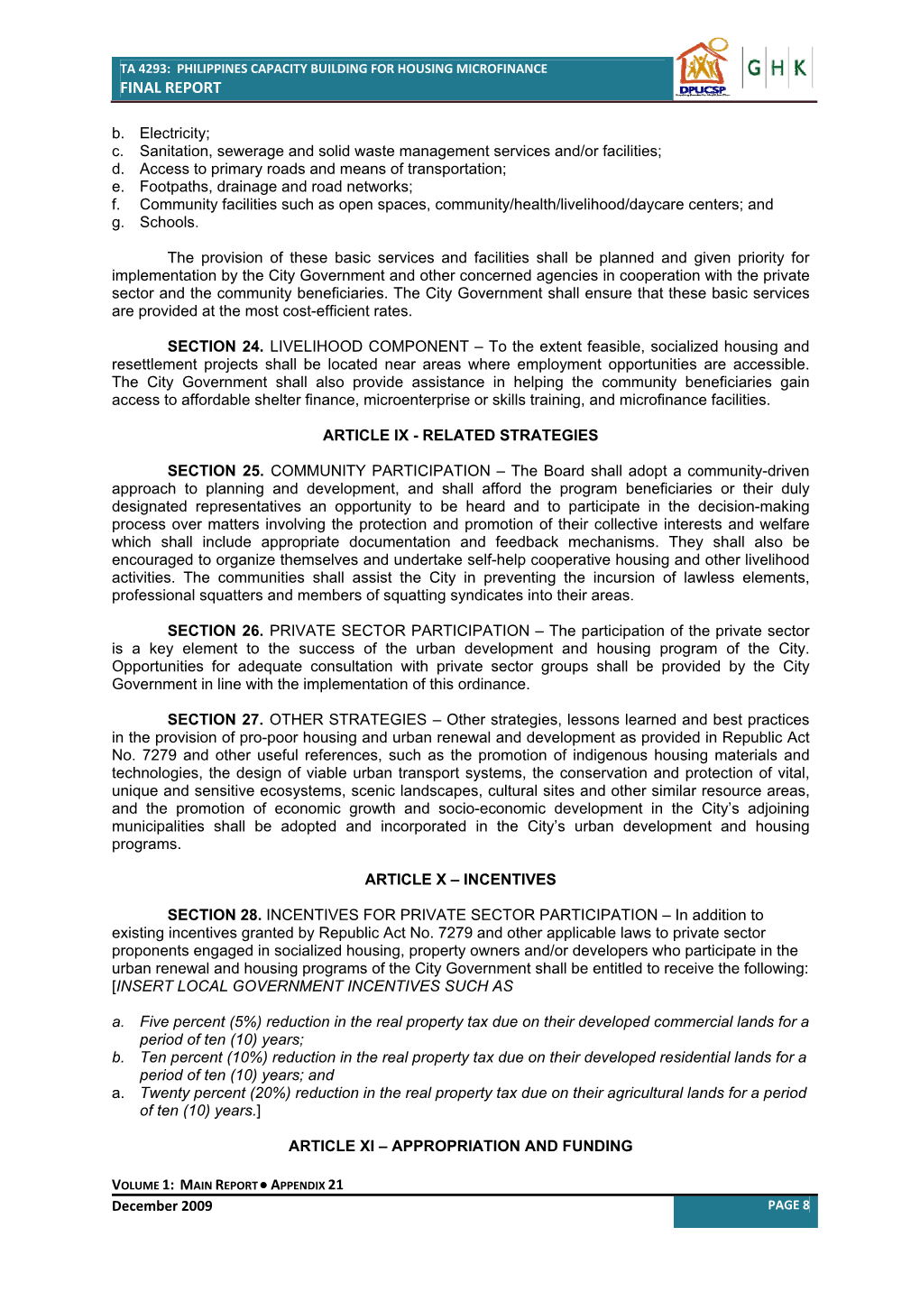 Summary of Processing and Disbursement Projections