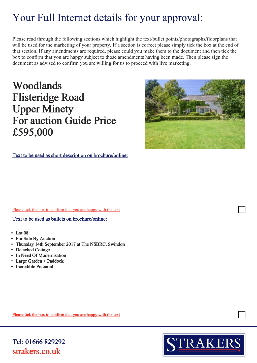 Woodlands Flisteridge Road Upper Minety for Auction Guide Price £595,000