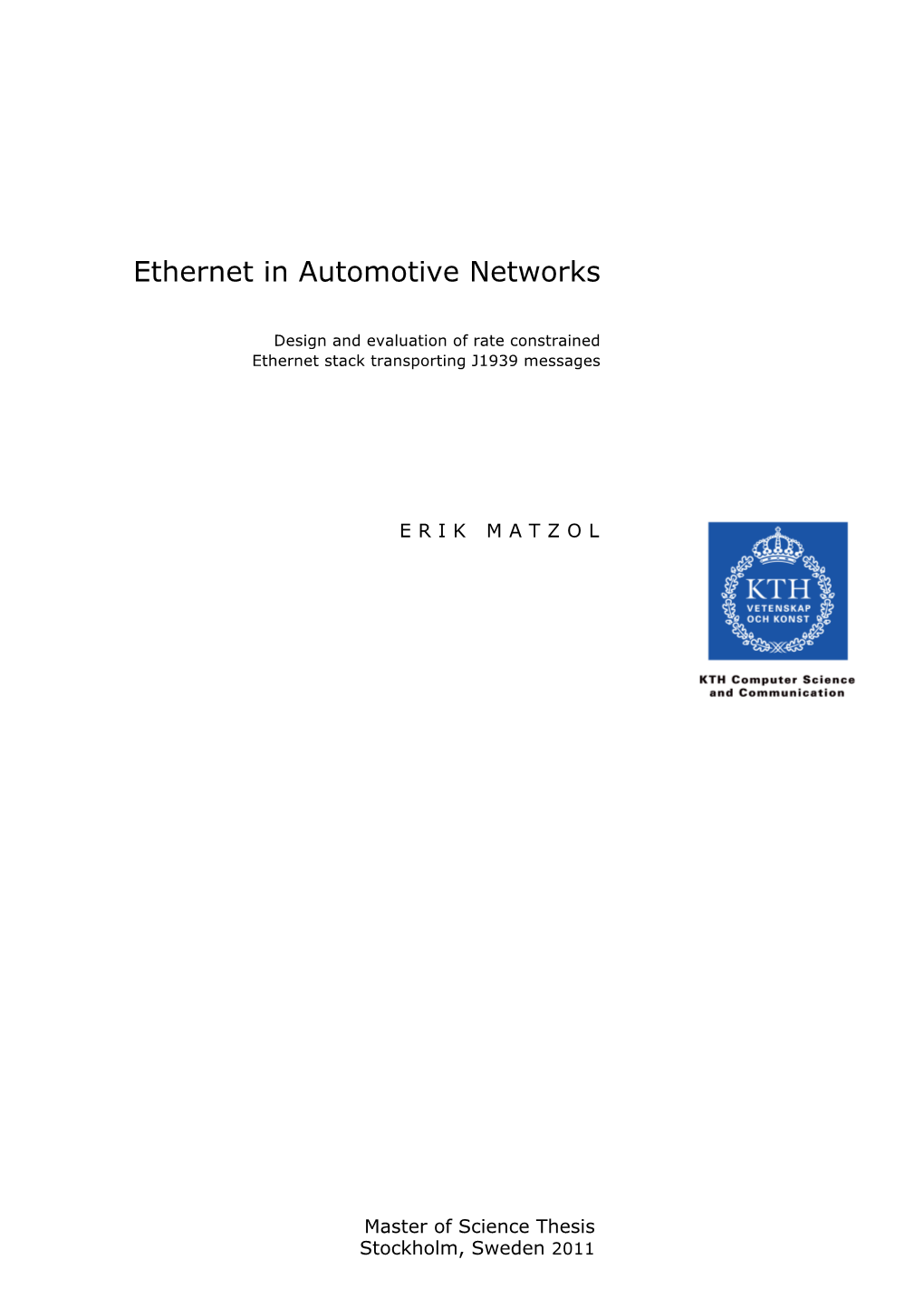 Ethernet in Automotive Networks