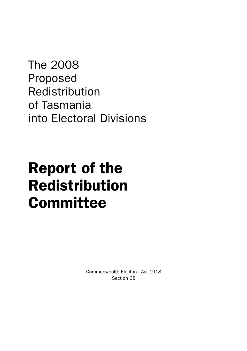 Report of the Redistribution Committee