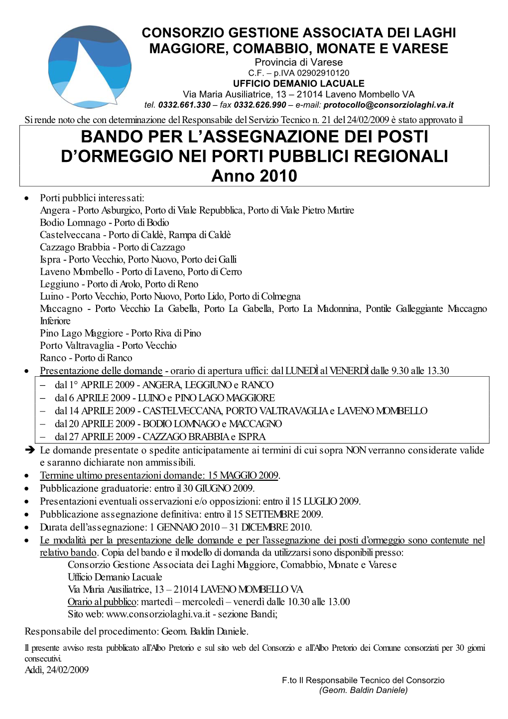 Bando Per L'assegnazione Dei Posti D