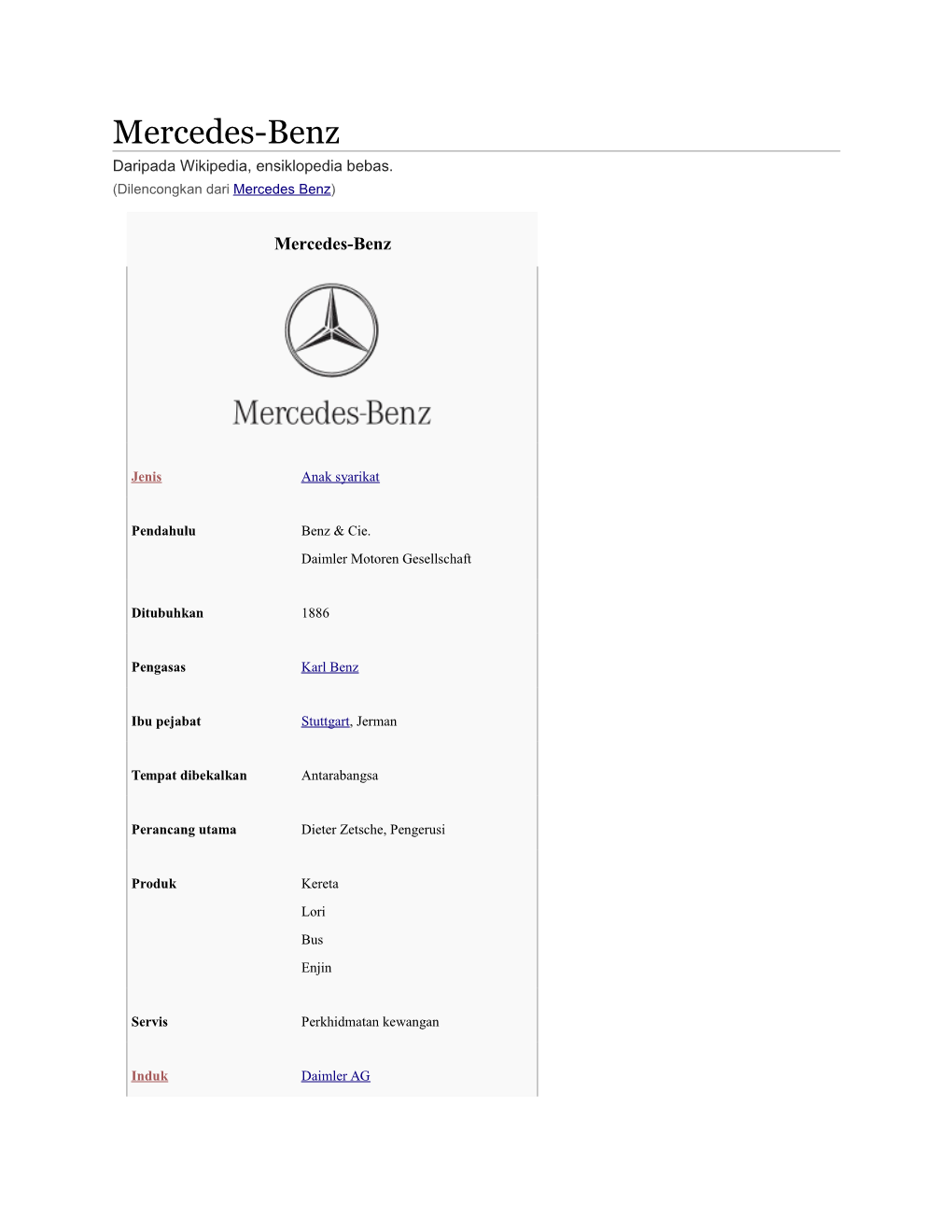 Mercedes-Benz Daripada Wikipedia, Ensiklopedia Bebas