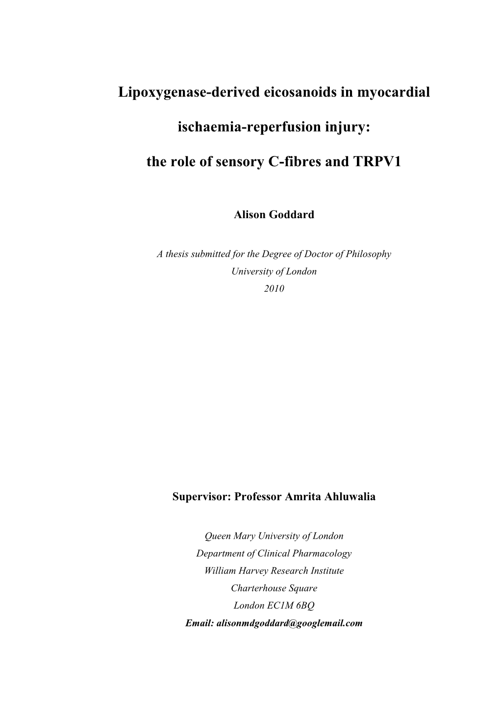 Lipoxygenase-Derived Eicosanoids in Myocardial Ischaemia-Reperfusion