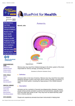 Amnesia. | Blueprint for Health 06/11/02 13:54