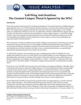 Left-Wing Anti-Semitism: the Greatest Campus Threat Is Ignored by the SPLC