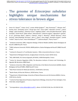 The Genome of Ectocarpus Subulatus Highlights Unique Mechanisms For