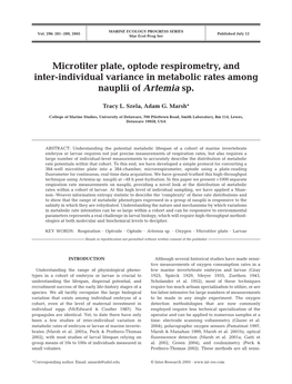 Microtiter Plate, Optode Respirometry, and Inter-Individual Variance in Metabolic Rates Among Nauplii of Artemia Sp