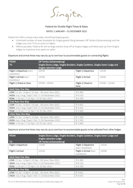 Federal Air Shuttle Flight Times & Rates