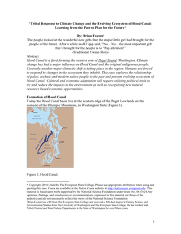 Tribal Response to Climate Change and the Evolving Ecosystem of Hood Canal: Learning from the Past to Plan for the Future*