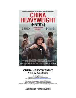 CHINA HEAVYWEIGHT a Film by Yung Chang