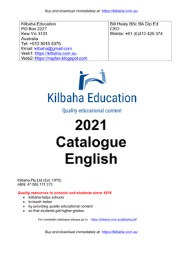 2021 Kilbaha English Catalogue