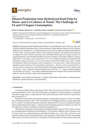 Ethanol Production from Hydrolyzed Kraft Pulp by Mono- and Co-Cultures of Yeasts: the Challenge of C6 and C5 Sugars Consumption