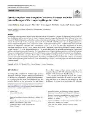 Genetic Analysis of Male Hungarian Conquerors: European and Asian Paternal Lineages of the Conquering Hungarian Tribes