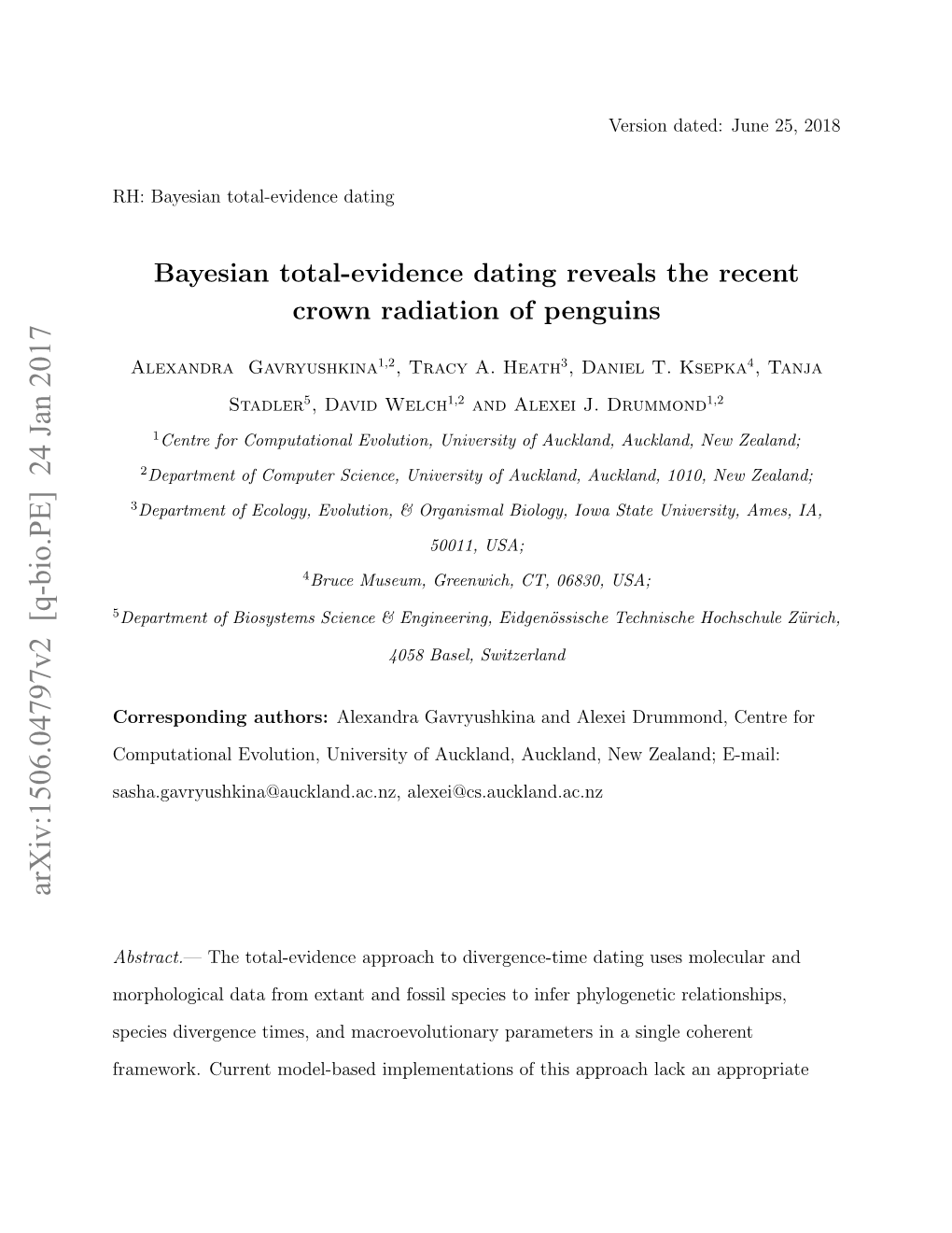 Bayesian Total-Evidence Dating Reveals the Recent Crown Radiation of Penguins