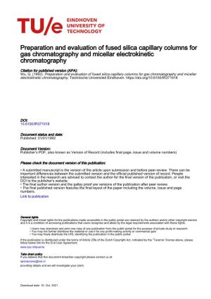 Preparation and Evaluation of Fused Silica Capillary Columns for Gas Chromatography and Micellar Electrokinetic Chromatography