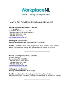 Hearing Aid Providers (Including Audiologists)