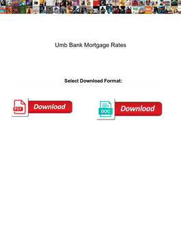 Umb Bank Mortgage Rates