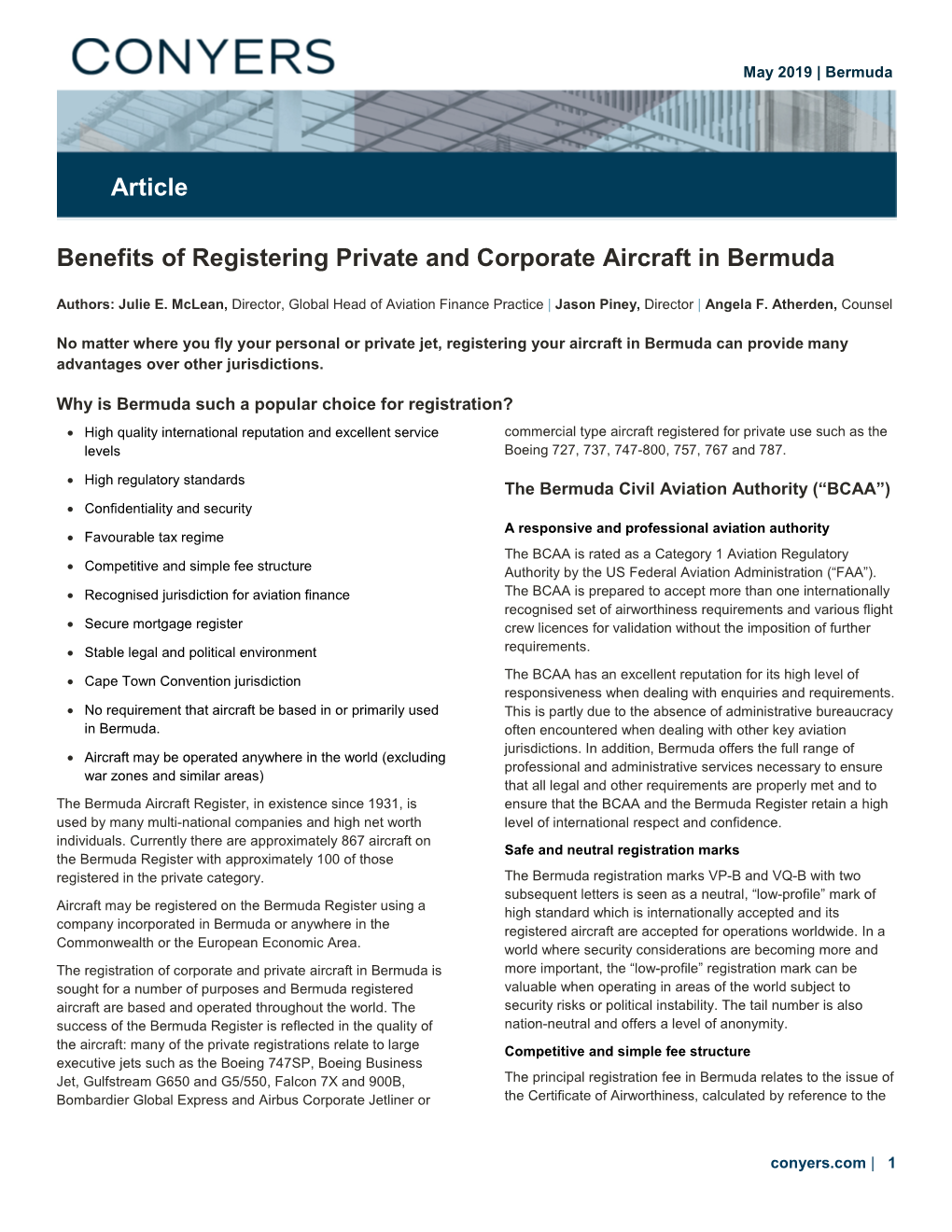 Benefits of Registering Private and Corporate Aircraft in Bermuda