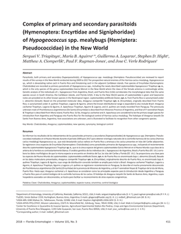 Hymenoptera: Encyrtidae and Signiphoridae) of Hypogeococcus Spp