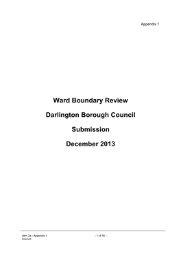 Ward Boundary Review Darlington Borough Council Submission