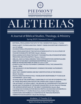 A Journal of Biblical Studies, Theology, & Ministry