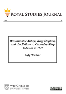 Westminster Abbey, King Stephen, and the Failure to Canonize King Edward in 1139