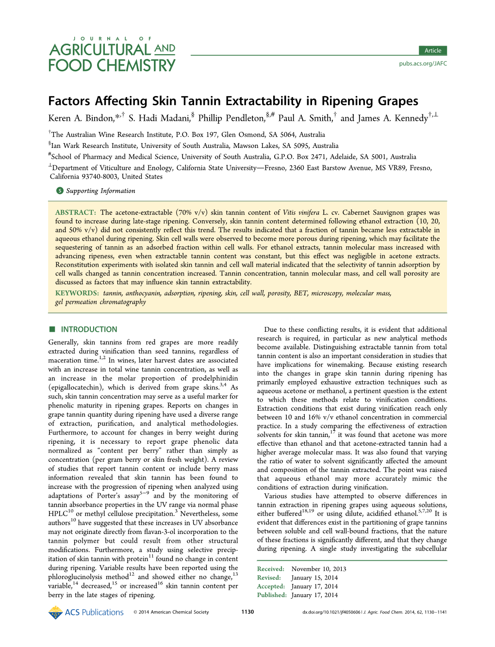 Factors Affecting Skin Tannin Extractability in Ripening Grapes