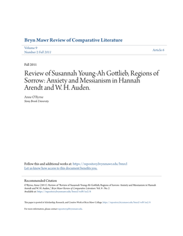 Review of Susannah Young-Ah Gottlieb, Regions of Sorrow: Anxiety and Messianism in Hannah Arendt and W