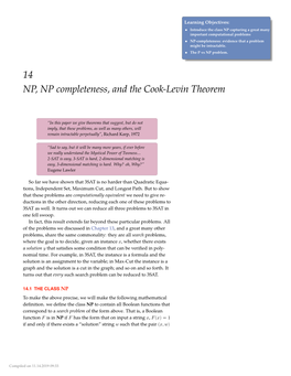 14 NP, NP Completeness, and the Cook-Levin Theorem