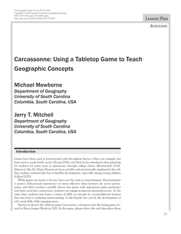 Carcassonne: Using a Tabletop Game to Teach Geographic Concepts