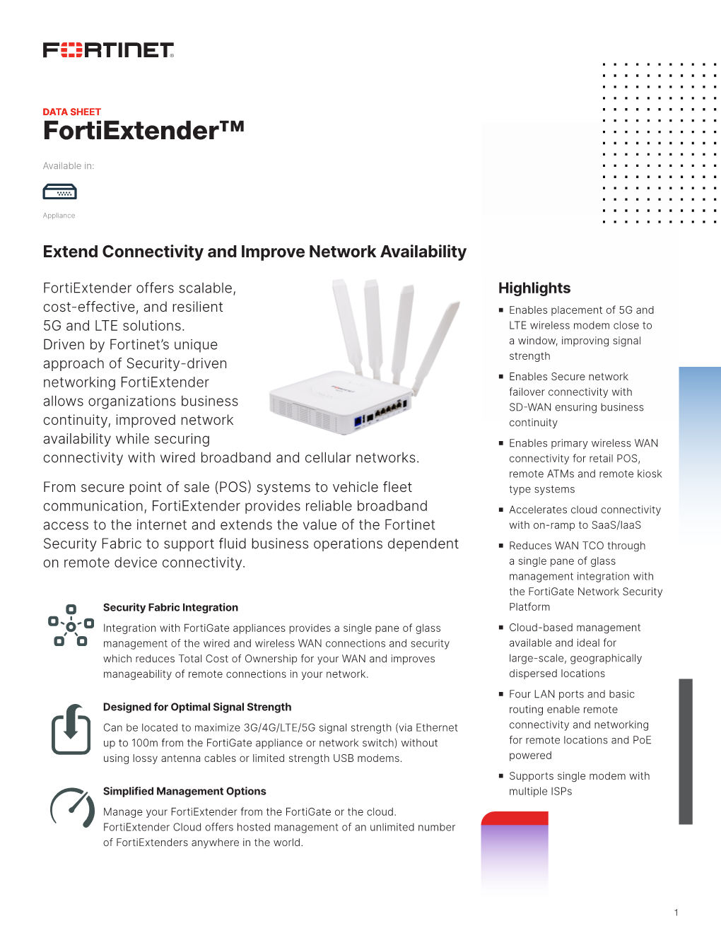 Fortiextender Data Sheet