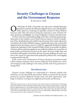 Security Challenges in Guyana and the Government Response R