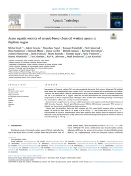 Acute Aquatic Toxicity of Arsenic-Based Chemical Warfare Agents to Daphnia Magna