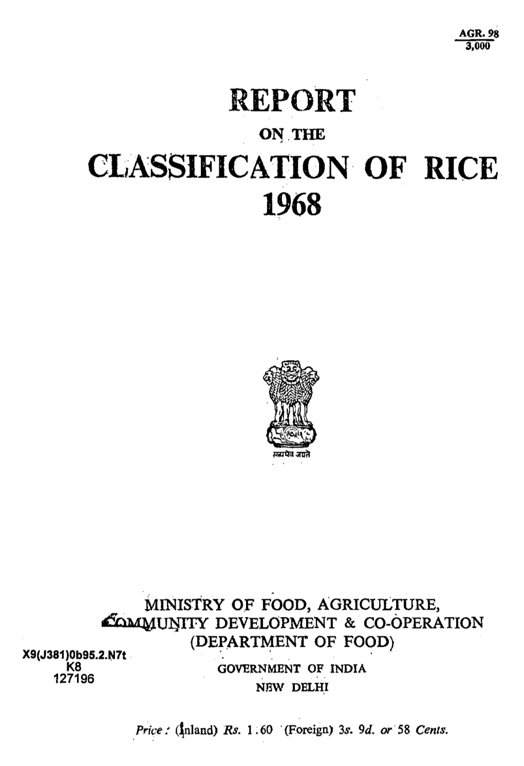 Cliassification of RICE 1968