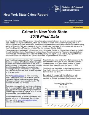 Crime in New York State 2019 Final Data