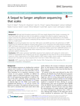 A Sequel to Sanger: Amplicon Sequencing That Scales Paul D