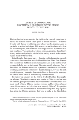 A Crisis of Doxography: How Tibetans Organized Tantra During the 8Th-12Th Centuries