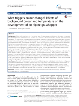Effects of Background Colour and Temperature on the Development of an Alpine Grasshopper J