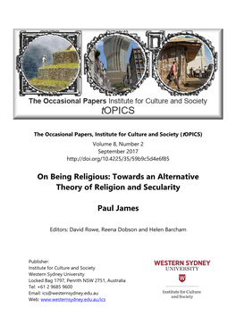 Towards an Alternative Theory of Religion and Secularity Paul James