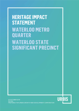 Heritage Impact Statement Waterloo Metro Quarter Waterloo State Significant Precinct