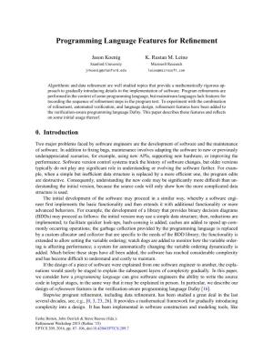 Programming Language Features for Refinement