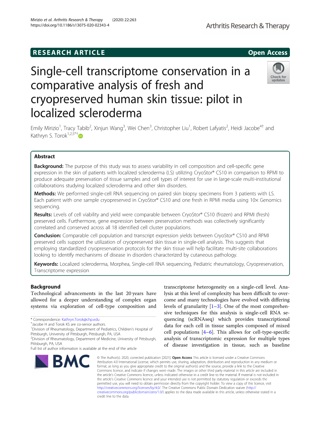 Single-Cell Transcriptome Conservation in a Comparative Analysis of Fresh