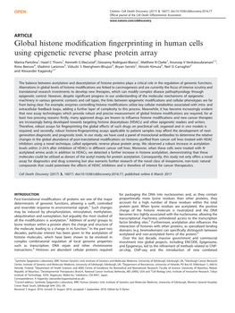 Global Histone Modification Fingerprinting in Human Cells Using