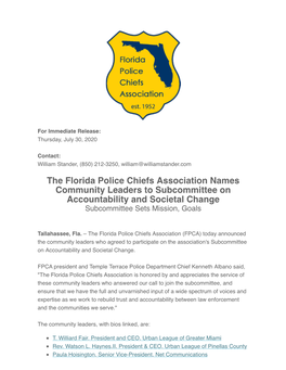 FL Police Chiefs Name Community Leaders to Accountability