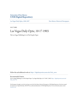 Las Vegas Daily Optic, 10-17-1903 the Las Vegas Publishing Co