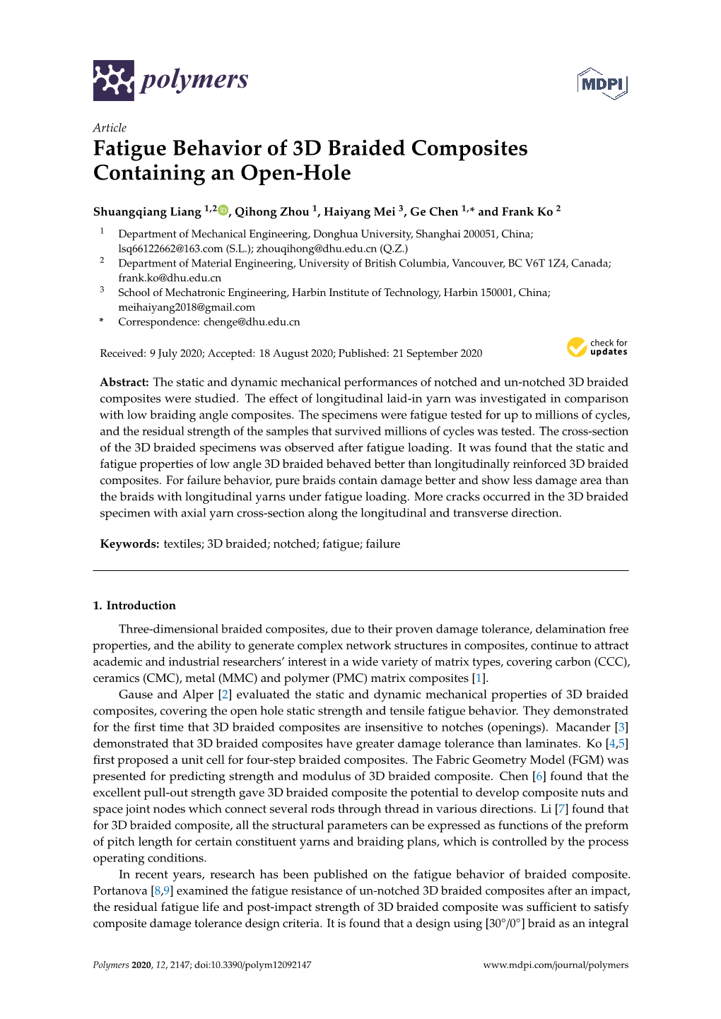 Fatigue Behavior of 3D Braided Composites Containing an Open-Hole