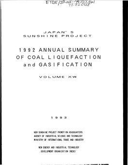Japan`S Sunshine Project. 17.. 1992 Annual Summary of Coal