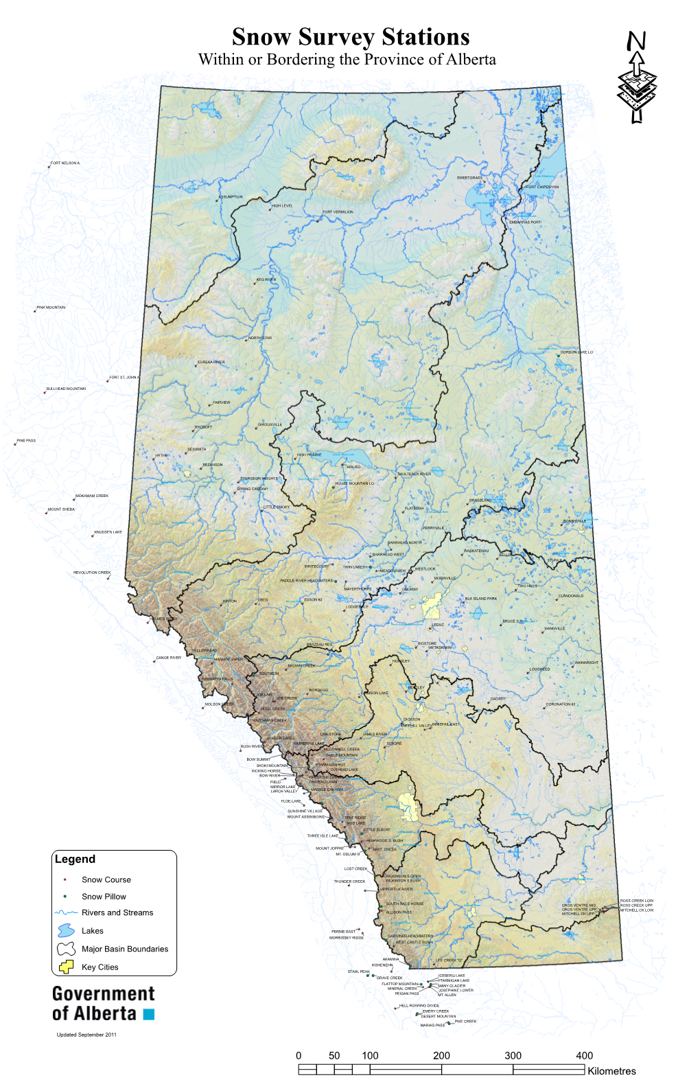 Snow Survey Stations Within Or Bordering the Province of Alberta