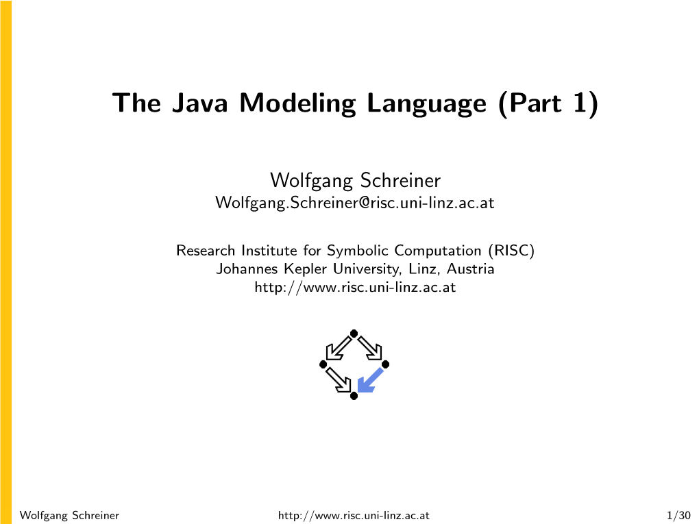 The Java Modeling Language (Part 1)
